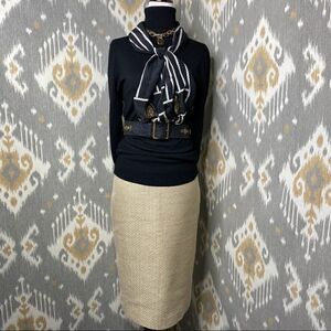 Ralph Lauren Gold Fleck Herringbone Pencil Skirt